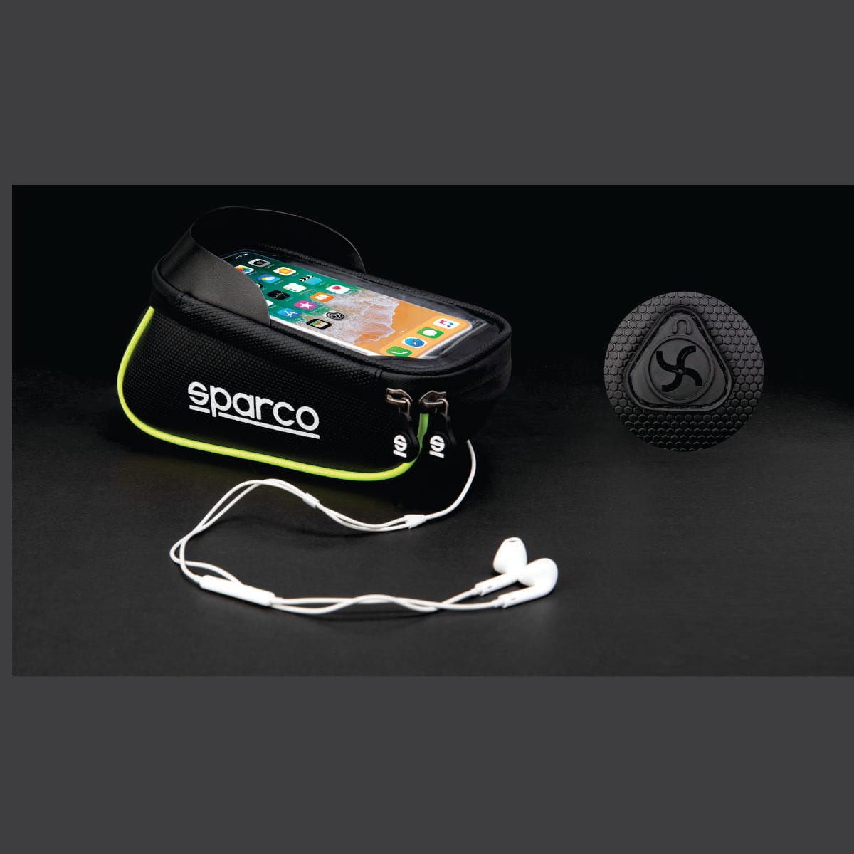 Porta celular y bolsa Sparco SE104BL, con audífonos