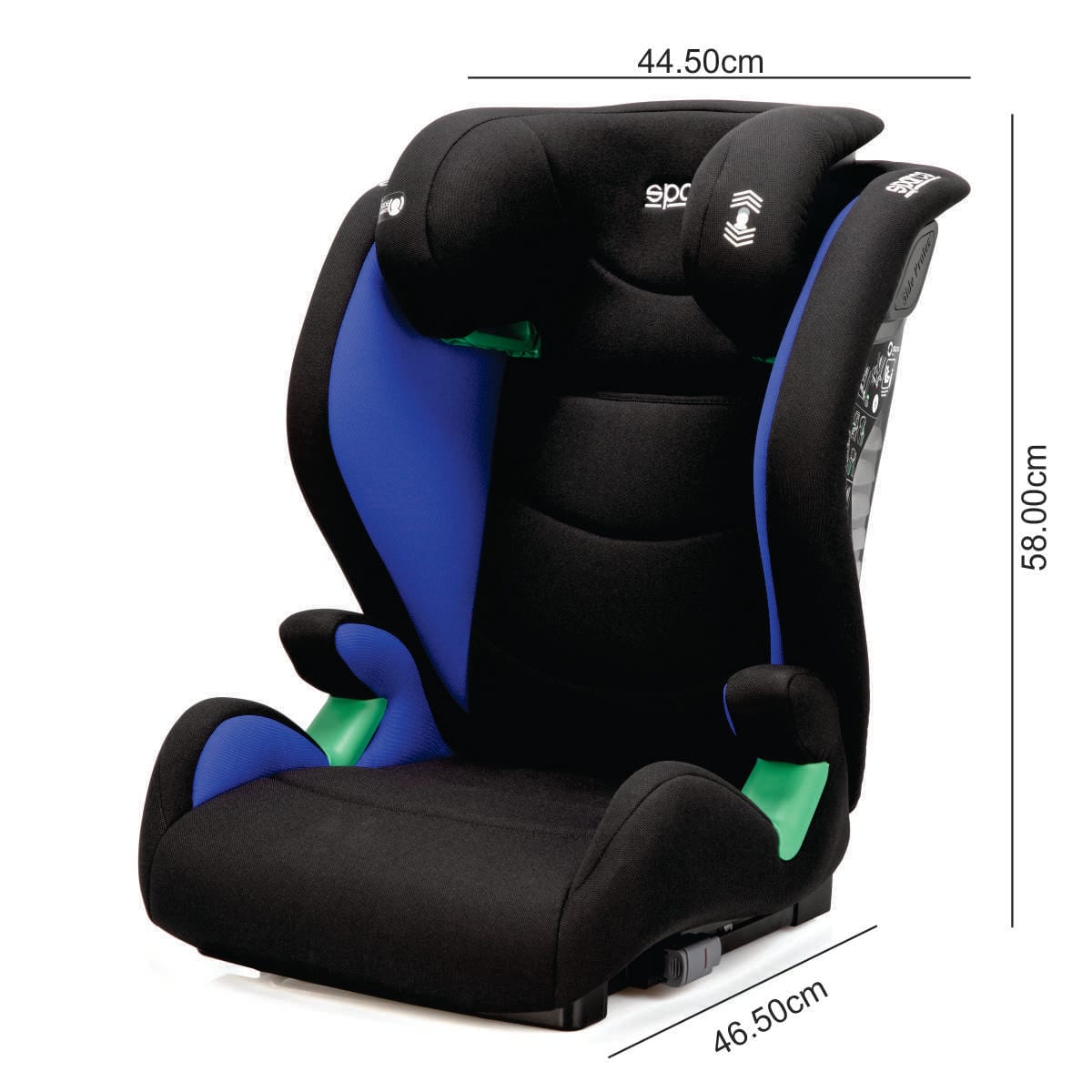 Asiento elevador Sparco SK2000i azul, medidas