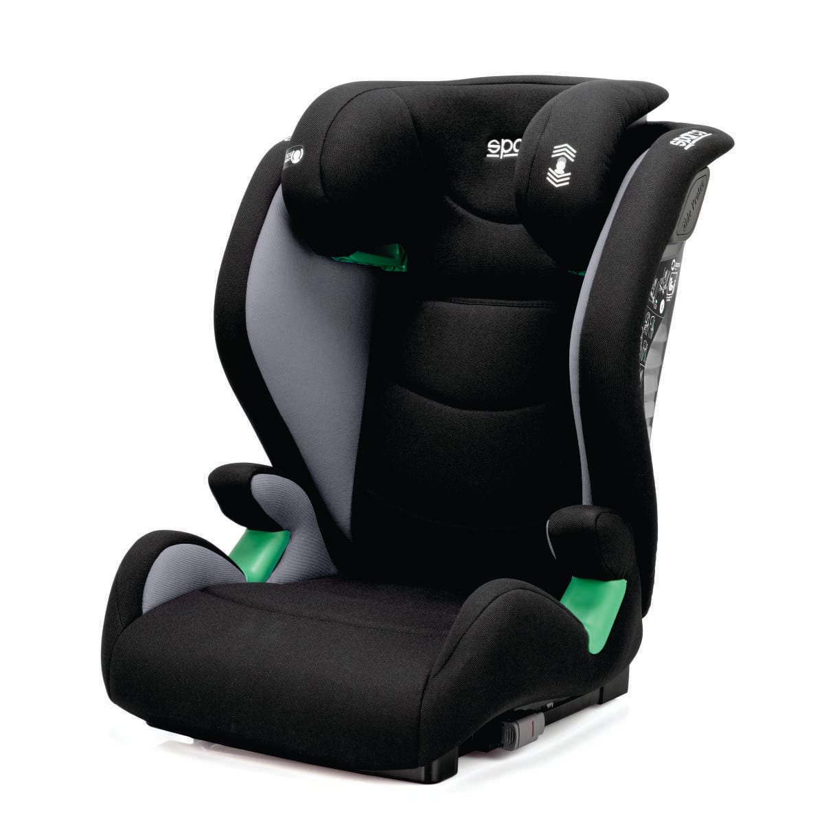 Asiento elevador Sparco SK2000i gris, vista tres cuartos