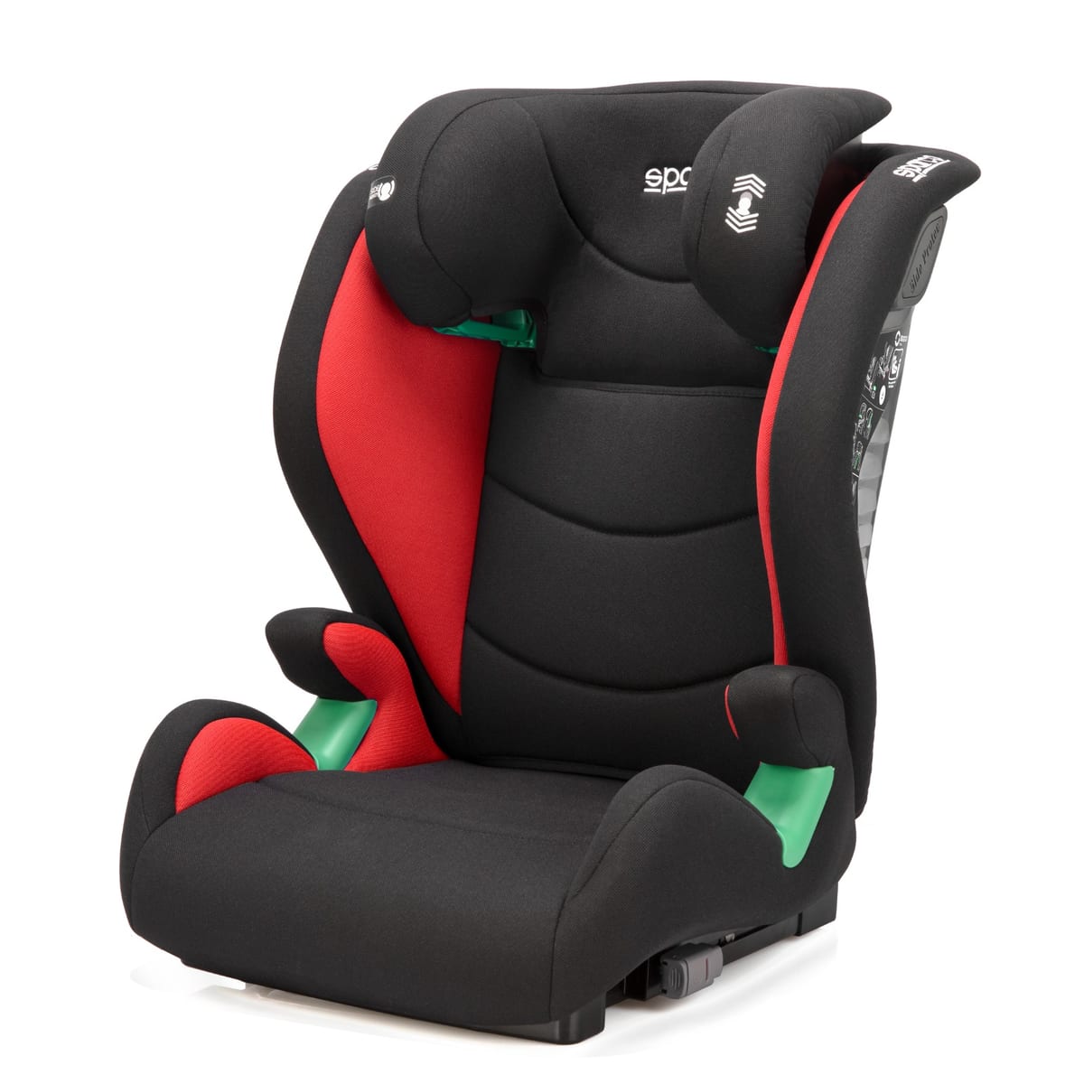 Asiento elevador Sparco SK2000i rojo, vista tres cuartos