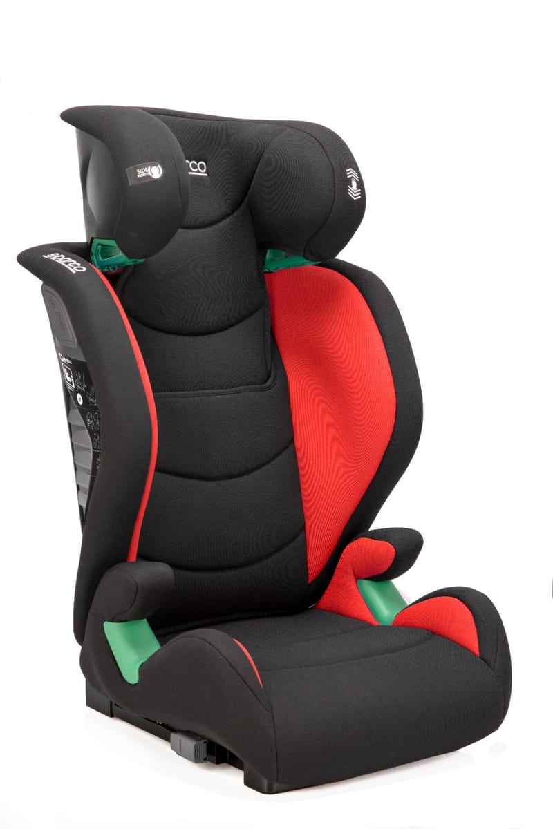 Asiento elevador Sparco SK2000i rojo, vista lateral, otro ángulo