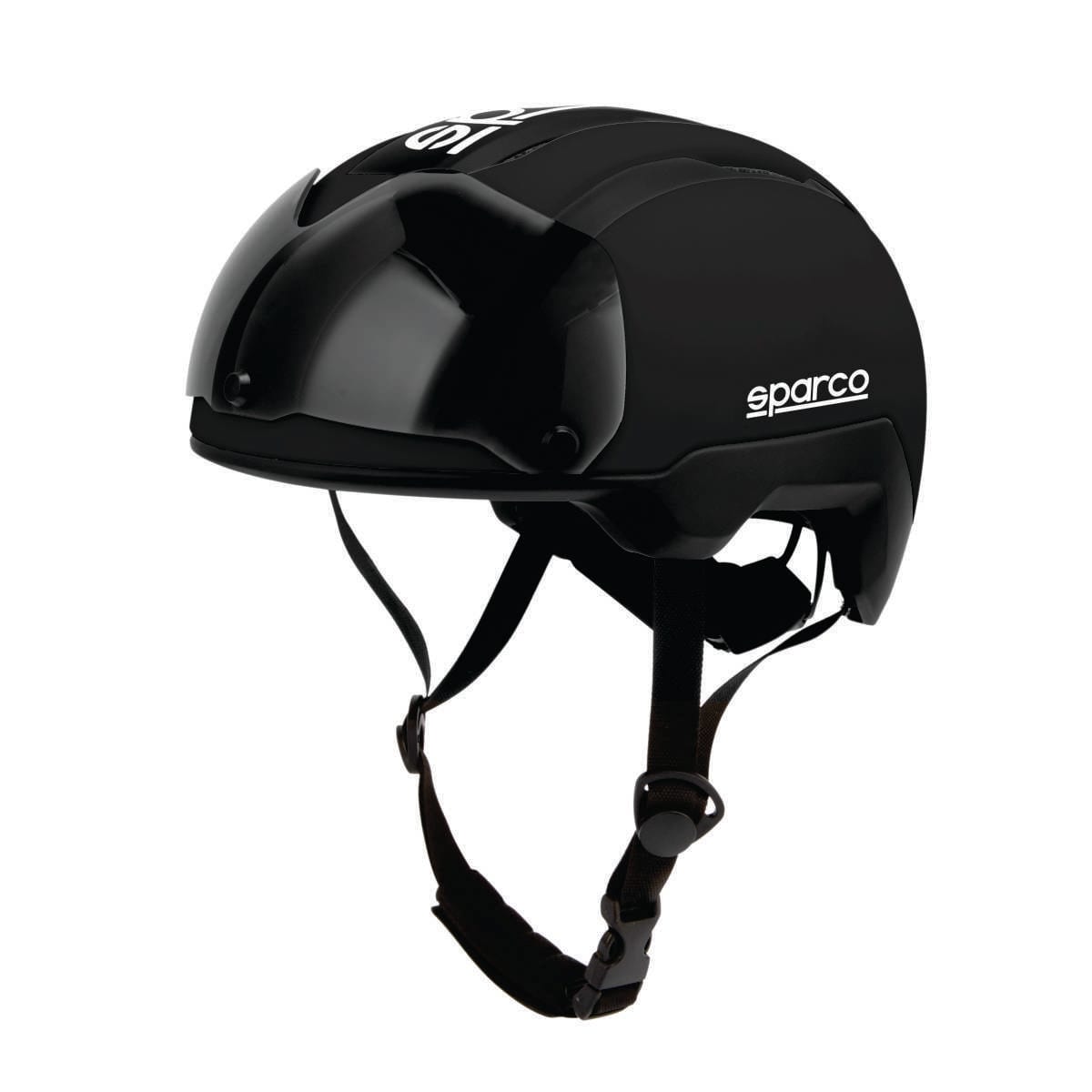Casco urbano Sparco con visera, negro, vista tres cuartos