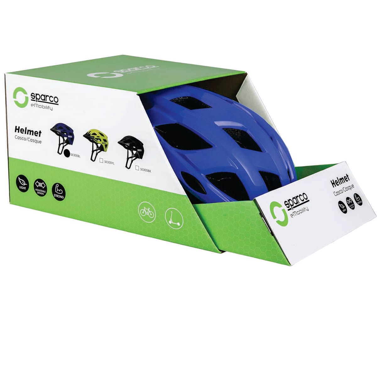 Casco Sparco SE300 azul, empaque abierto