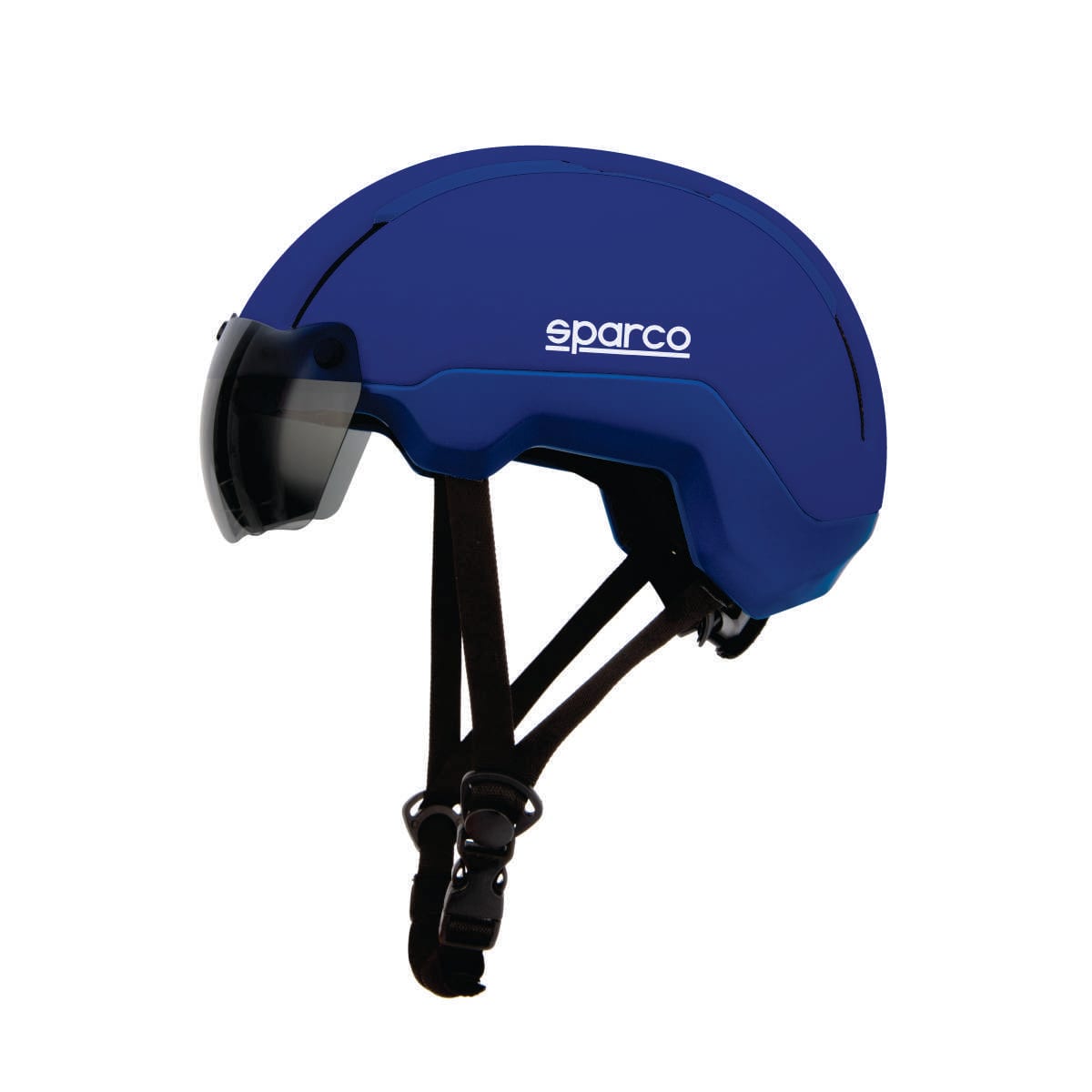 Casco urbano Sparco con visera, azul, vista lateral