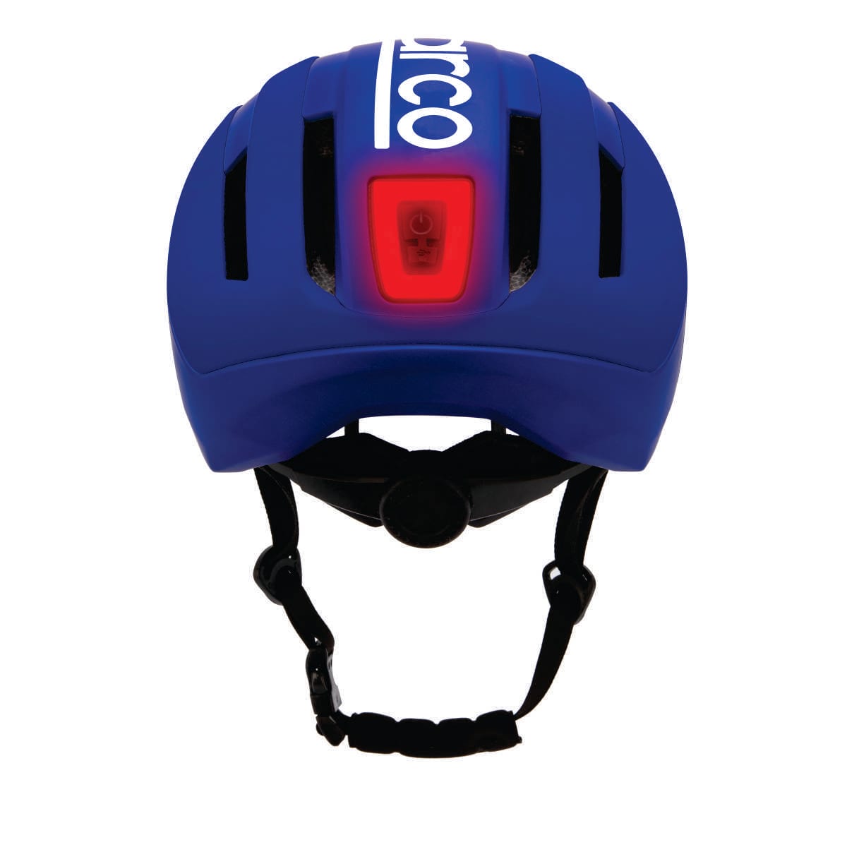 Casco urbano Sparco con visera, azul, vista trasera con luz