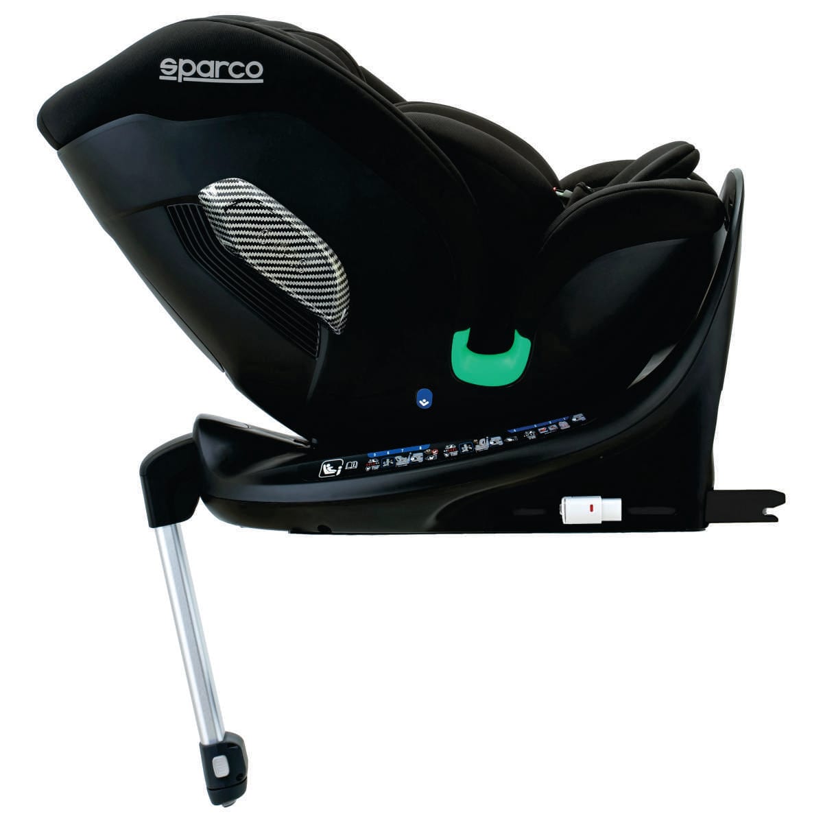 Silla giratoria Sparco SK7000i Rapid negra, vista lateral a contramarcha