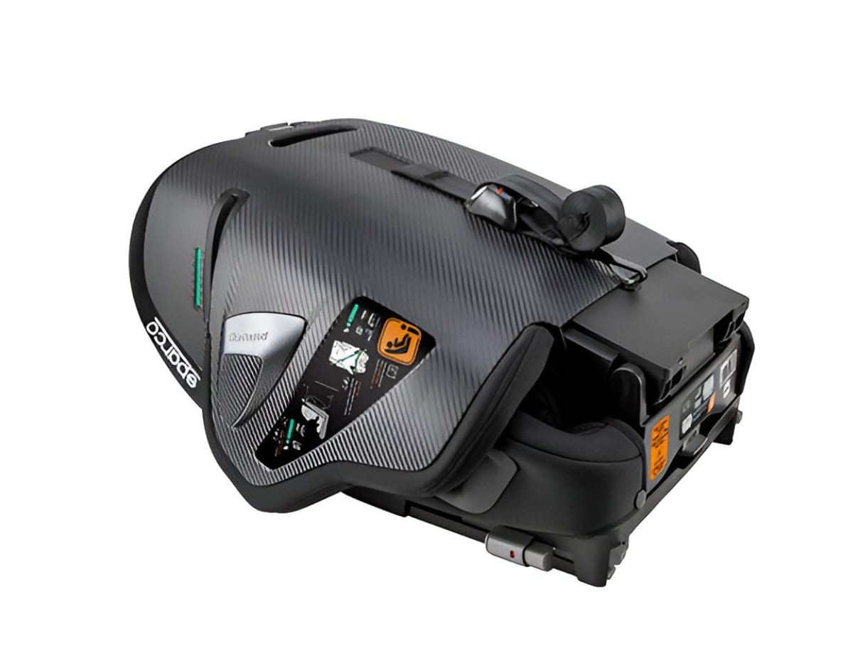 Silla Sparco SK8000i Rapid negra con arnés de 5 puntos, plegada
